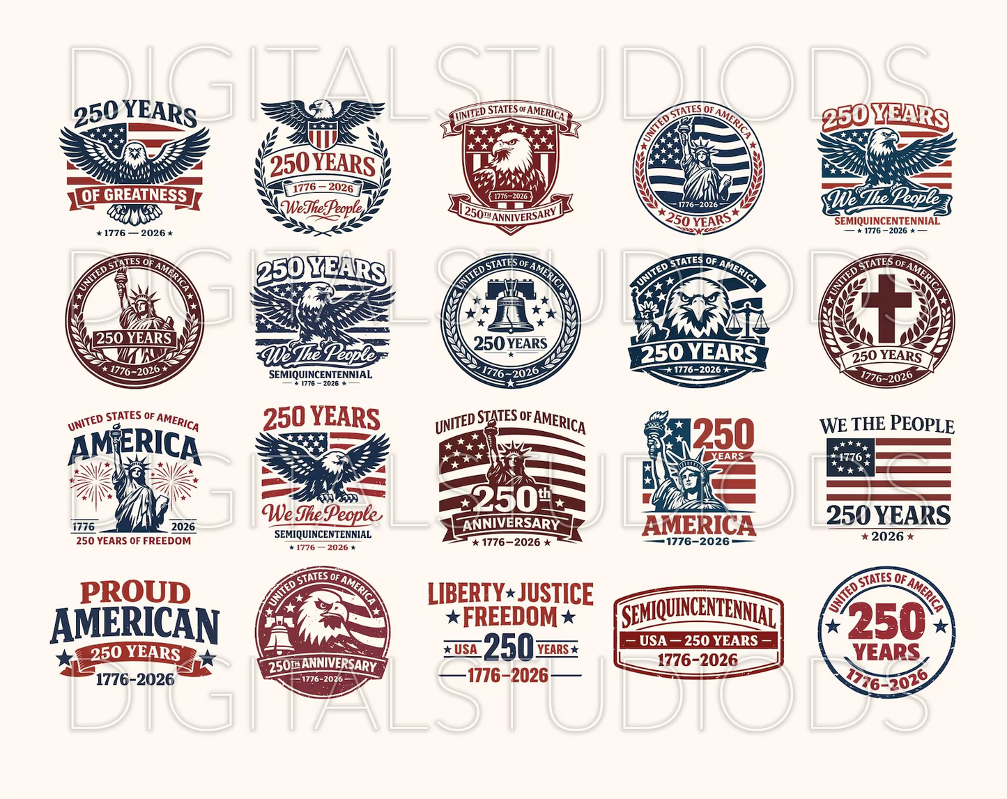 USA 250th Anniversary SVG Bundle, Patriotic PNG Designs, America 250 Years 1776–2026, We The People svg, independence Day png