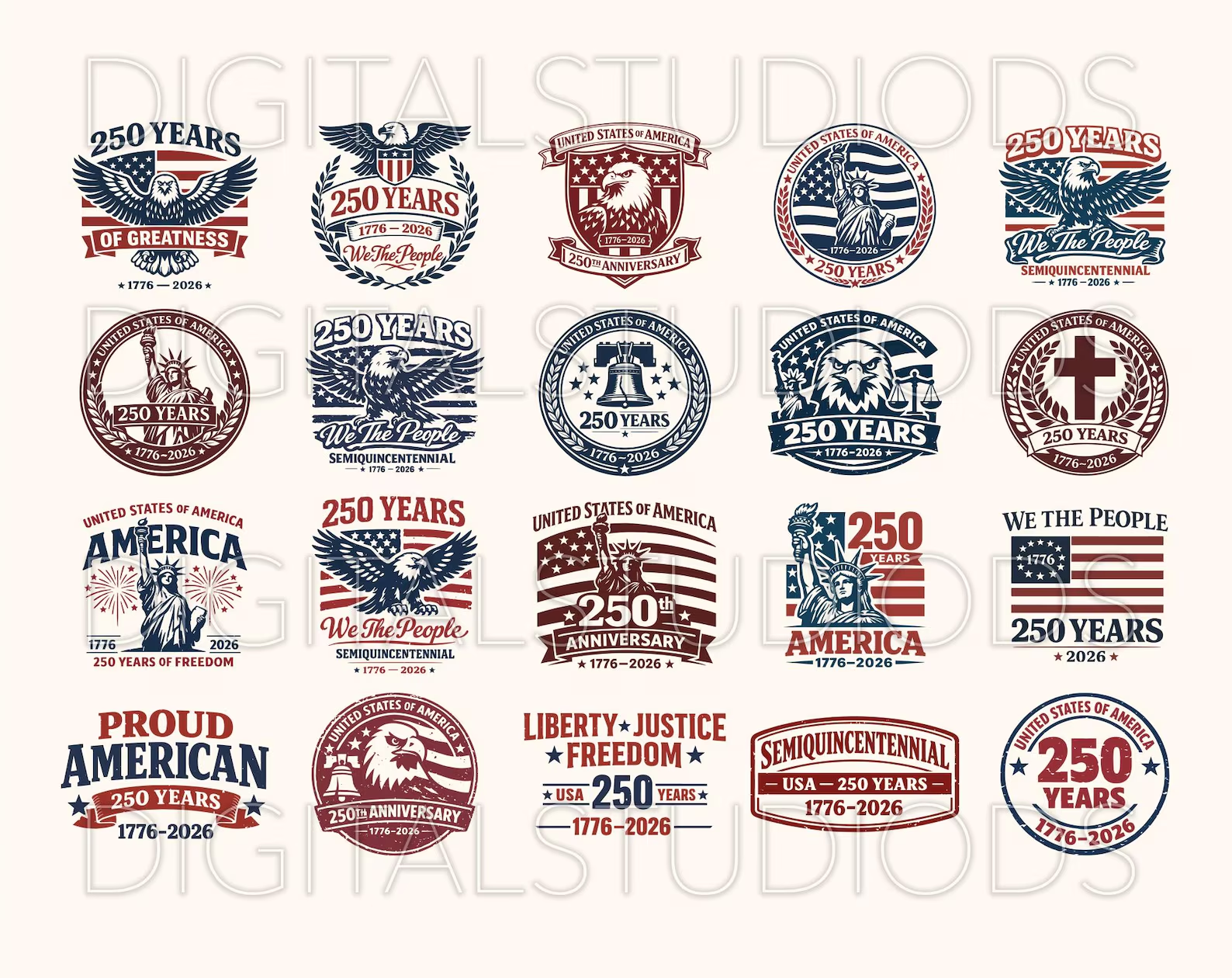 USA 250th Anniversary SVG Bundle, Patriotic PNG Designs, America 250 Years 1776–2026, We The People svg, independence Day png