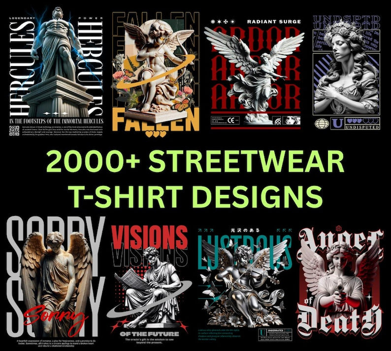 2000+ Streetwear T-Shirt PNG Designs Ultimate Bundle for POD & Clothing Brands, Urban Fashion Graphic Digital Download, Printable Designs,