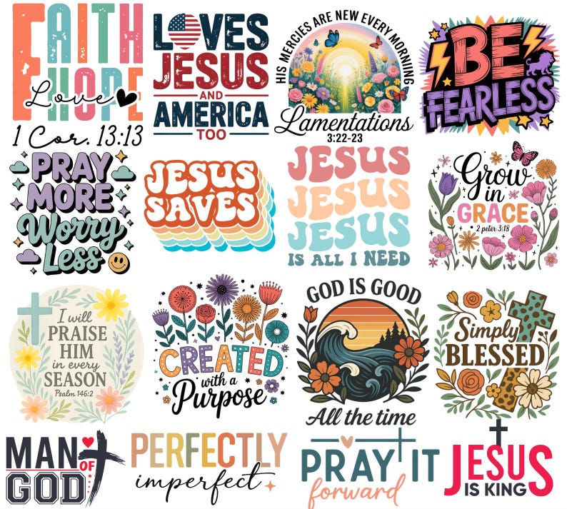 500+ Christian T-Shirt Designs PNG Bundle | Bible Verse Shirt PNG | Faith-Based Sublimation Files Jesus Christ Streetwear Urban