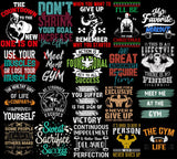 500+ Ultimate Fitness PNG Design Bundle | Powerful Motivational Quotes & Bold Graphics for Gym T-Shirts