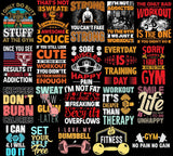 500+ Ultimate Fitness PNG Design Bundle | Powerful Motivational Quotes & Bold Graphics for Gym T-Shirts