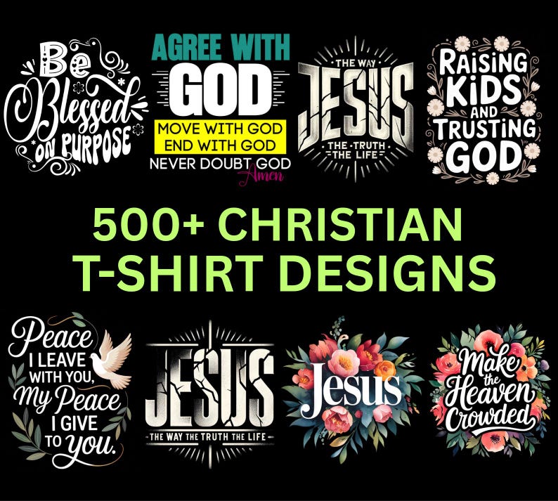 500+ Christian T-Shirt Designs PNG Bundle | Bible Verse Shirt PNG | Faith-Based Sublimation Files Jesus Christ Streetwear Urban