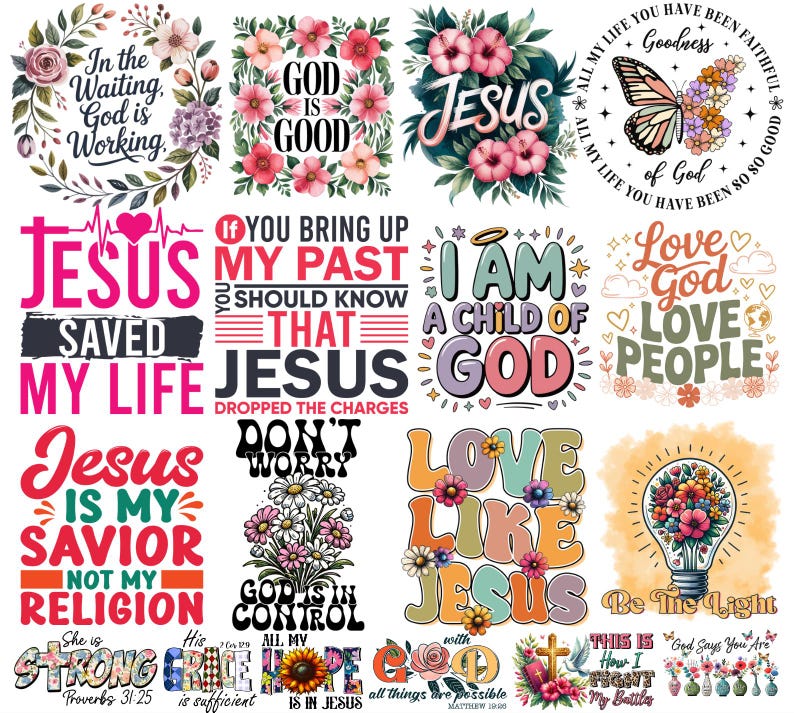 500+ Christian T-Shirt Designs PNG Bundle | Bible Verse Shirt PNG | Faith-Based Sublimation Files Jesus Christ Streetwear Urban