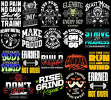 500+ Ultimate Fitness PNG Design Bundle | Powerful Motivational Quotes & Bold Graphics for Gym T-Shirts
