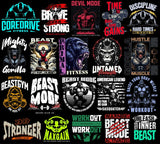 500+ Ultimate Fitness PNG Design Bundle | Powerful Motivational Quotes & Bold Graphics for Gym T-Shirts