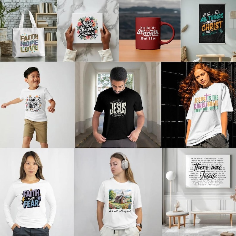 500+ Christian T-Shirt Designs PNG Bundle | Bible Verse Shirt PNG | Faith-Based Sublimation Files Jesus Christ Streetwear Urban