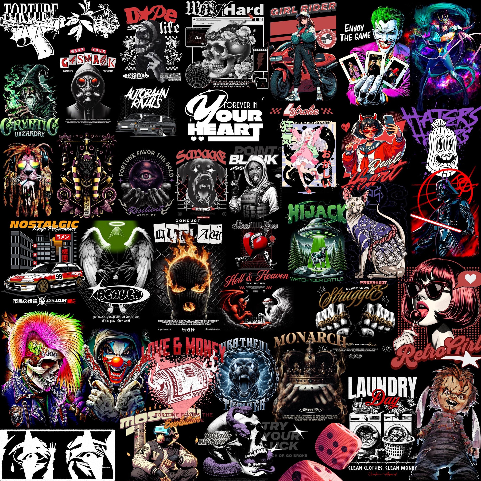2250+ Streetwear T-Shirt Designs Bundle: PNG, SVG, AI (Digital Download)