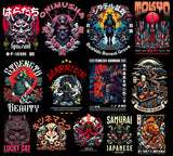 Over 200 high-quality Japanese culture T-shirt design PNGs featuring samurai, geisha, koi fish, katana, cherry blossoms, and ukiyo-e art. Perfect for POD, Japanese streetwear shirts, Asian vintage fashion, anime-inspired apparel, and Tokyo urban clothing designs. Transparent background. Ready-to-use Japan aesthetic clipart for t-shirts, hoodies, stickers, and more.